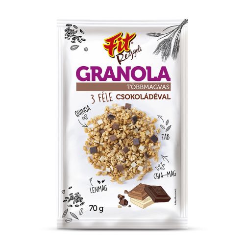 Fit reggeli granola többmagvas 3 féle csokival 70 g