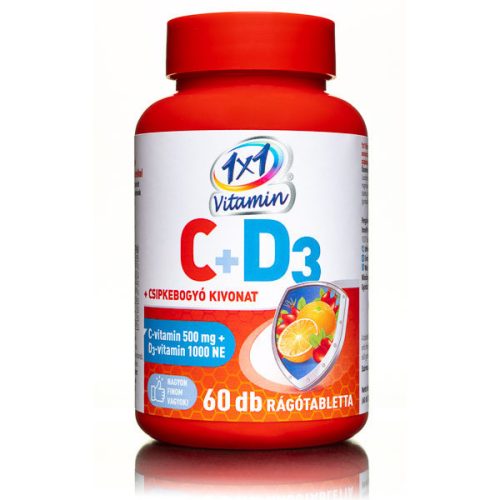 1x1 vitamin c-vitamin 500mg+d3+csipkebogyó rágótabletta narancs 60 db