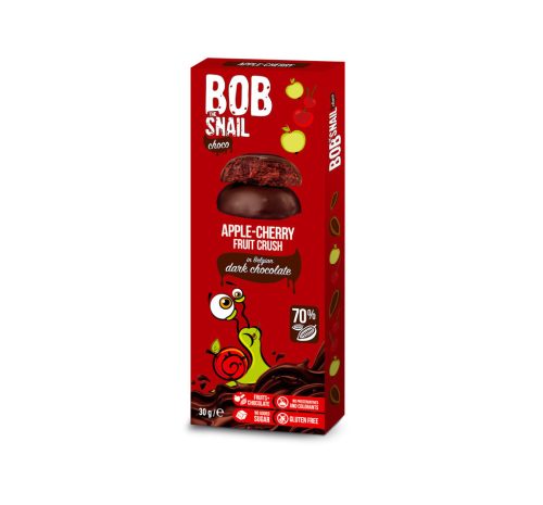 Bob Snail gyümölcs snack étcsokoládéban alma-meggy 30 g