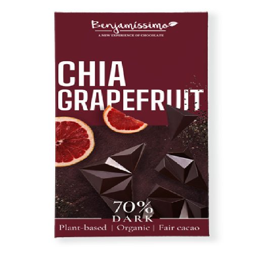 Benjamissimo bio vegán fekete csokoládé chia grapefruit 60 g