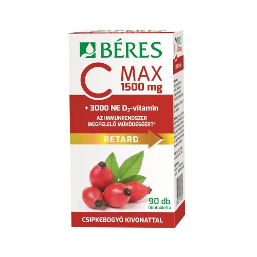 Béres c-max 1500mg csipkebogyó+d3-vitamin 3000ne retard filmtabletta 90 db